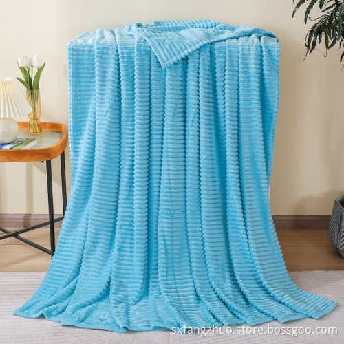 Thick 300 gsm customization color Reversible 3D Flannel Fleece throw bedroom blanket